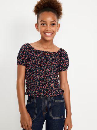 Puff-Sleeve Smocked Top for Girls | Old Navy (US)