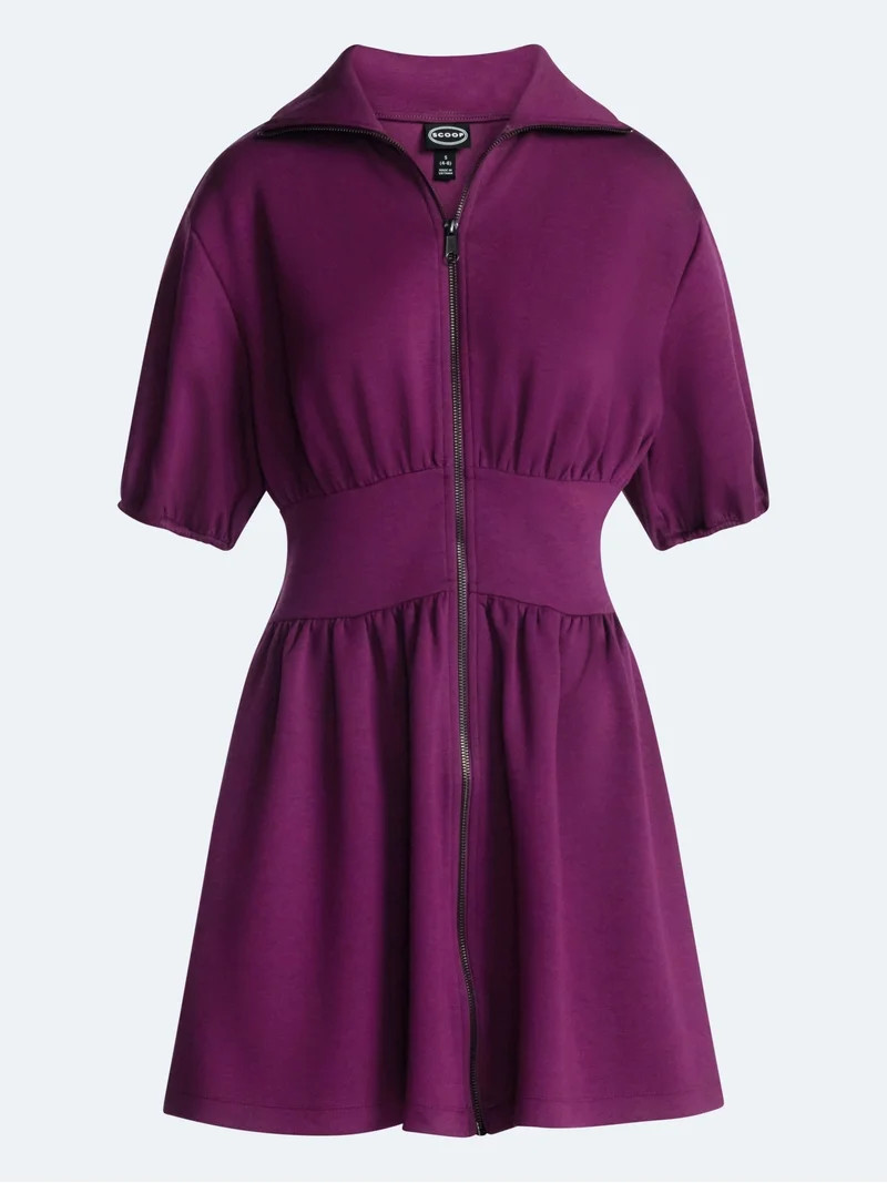 Scoop Women's and Women's Plus Scubaknit Zip Front Dress, Sizes XS-4X | Walmart (US)