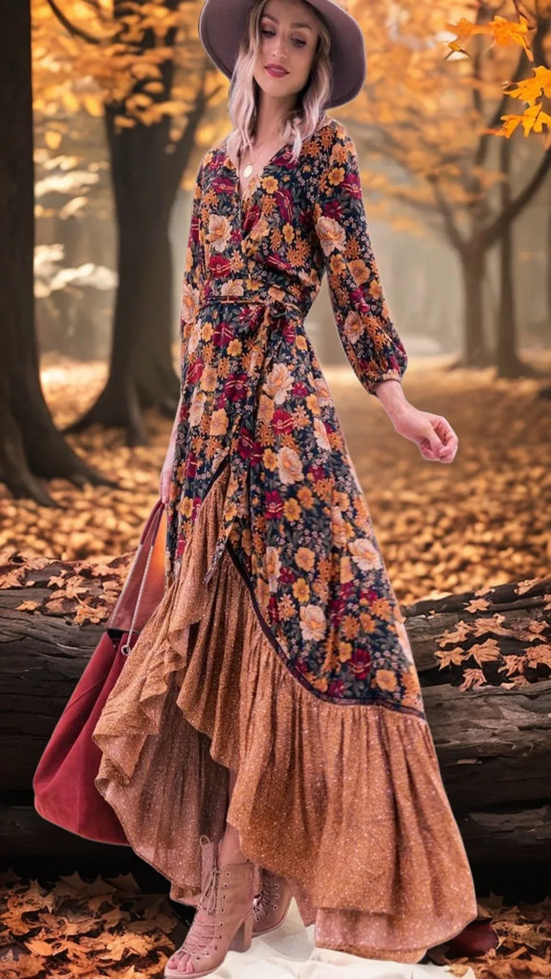 Boho autumn dress sale