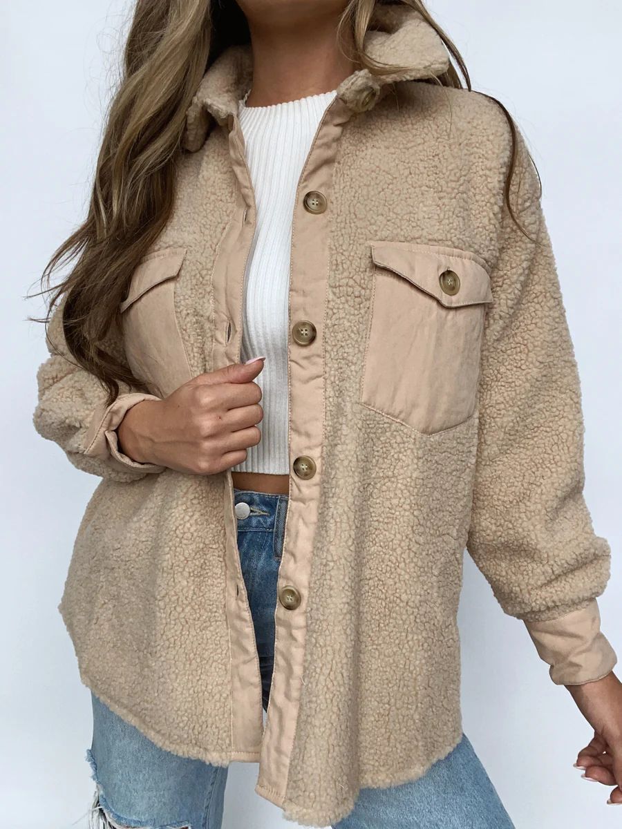 Shayla Sherpa Button Jacket | Willow Boutique