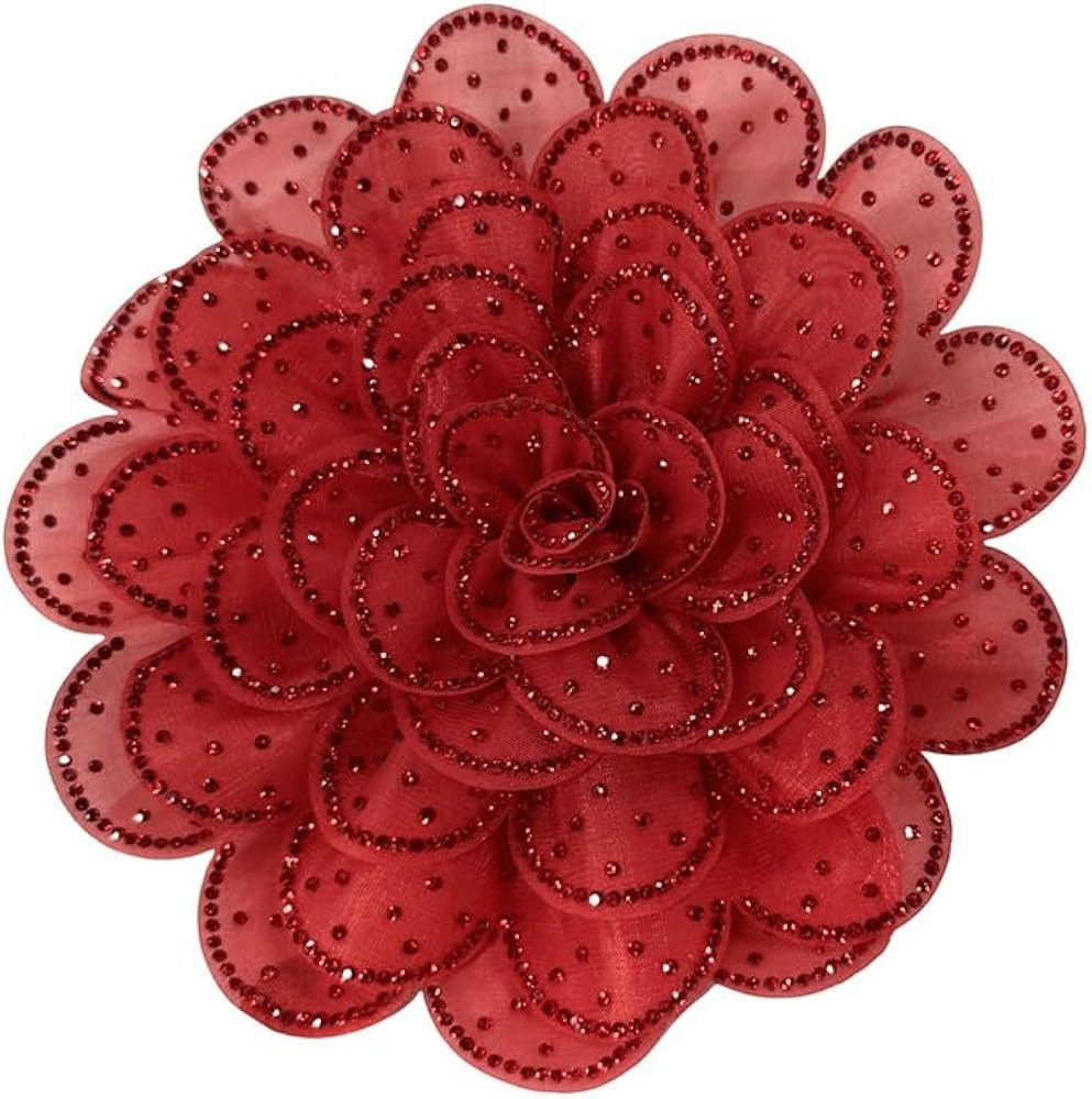 Rhinestone Camellia Flower Big Brooch Lapel Pins for Women Fashion Crystal Fabric Floral Brooches... | Amazon (US)
