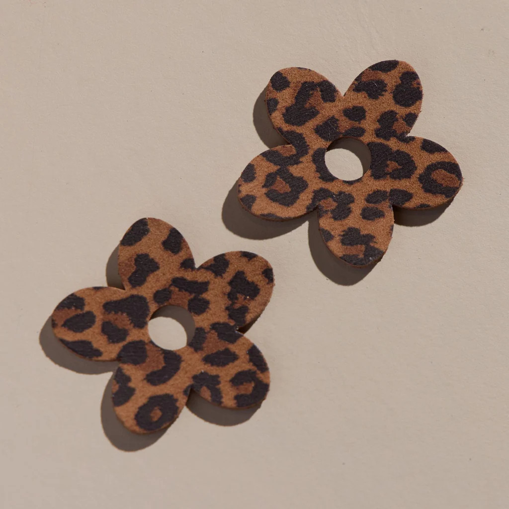 Spotted Leopard Petal Charm | Nickel and Suede
