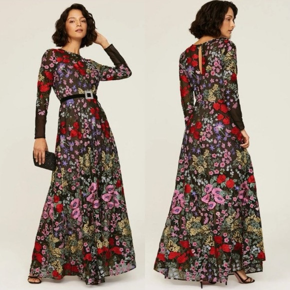 Dress The Population New Ava Floral-embroidered Bracelet-sleeve Gown | Poshmark