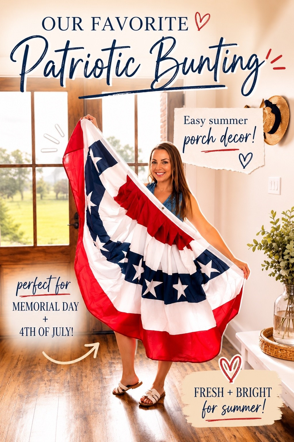 Still not over how cute ChatGPT made these graphics 🤣❤️ ….. if there is one patriotic porch decor item you can add to your home in the summer it would be these bunting flags! 

Your home does not have a porch or fence? No worries! A flag and pole looks just as beautiful. 

Linked a few favorites below! 🇺🇸

#LTKHome #LTKSeasonal #LTKdayinmylife