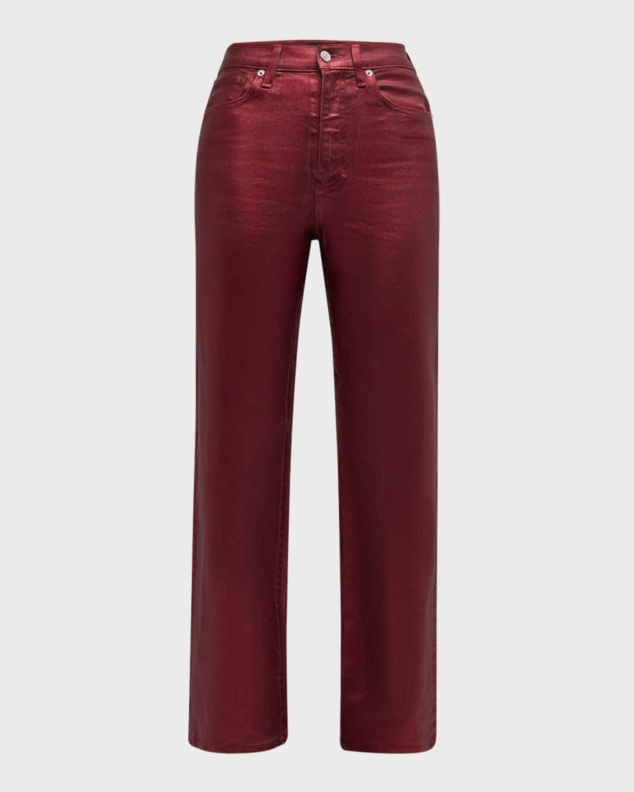 Veronica Beard Crosbie Wide-Leg Coated Jeans | Neiman Marcus