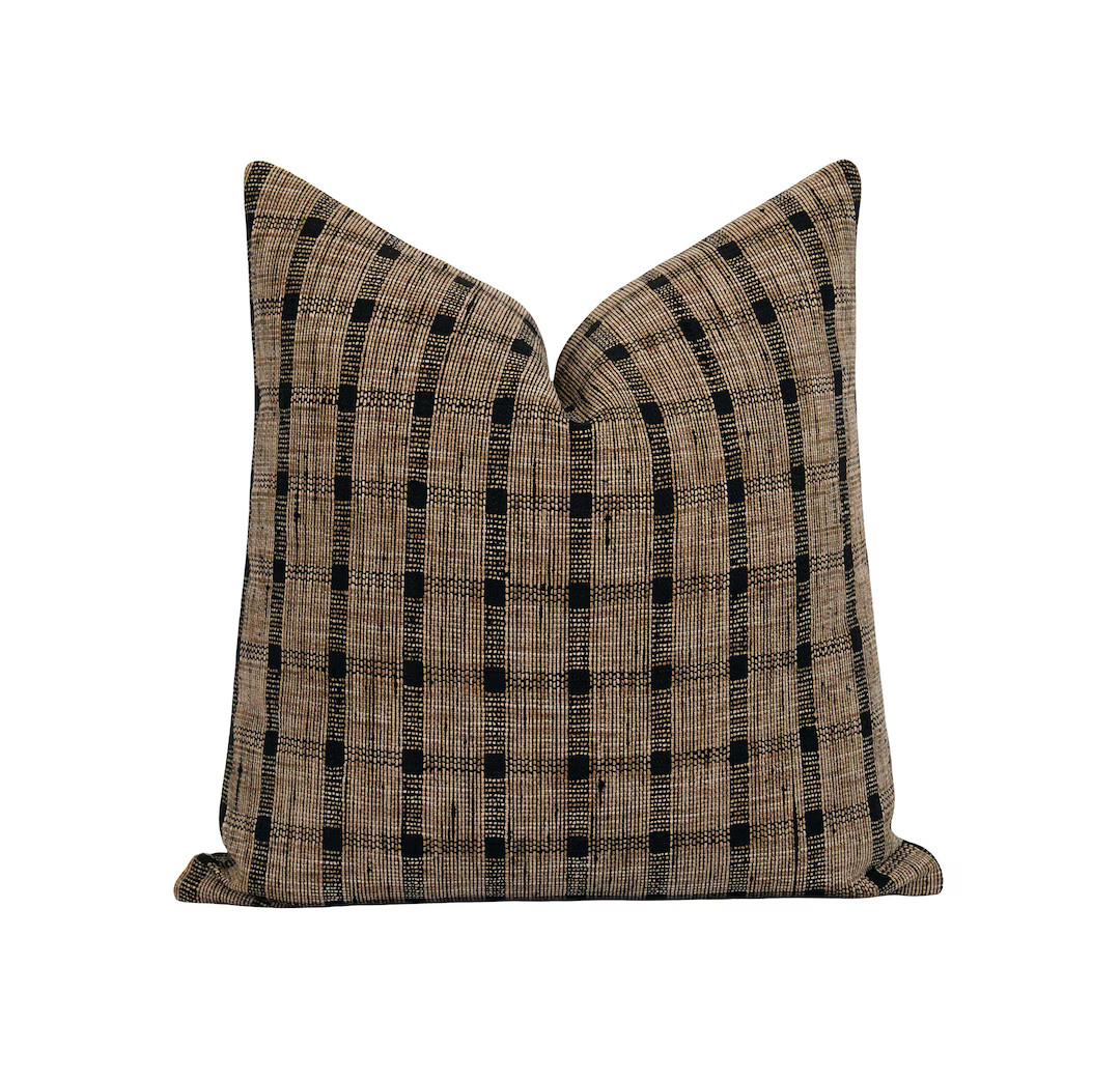 Tan and Black Pillow Cover Double Sided Woven Pillow Cover - Etsy | Etsy (US)