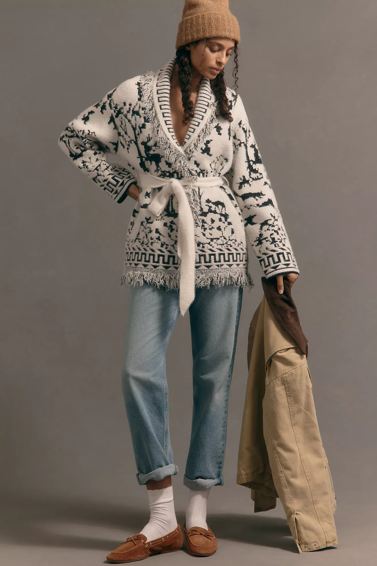 NVLT Knit Fringe Cardigan Sweater | Anthropologie (US)