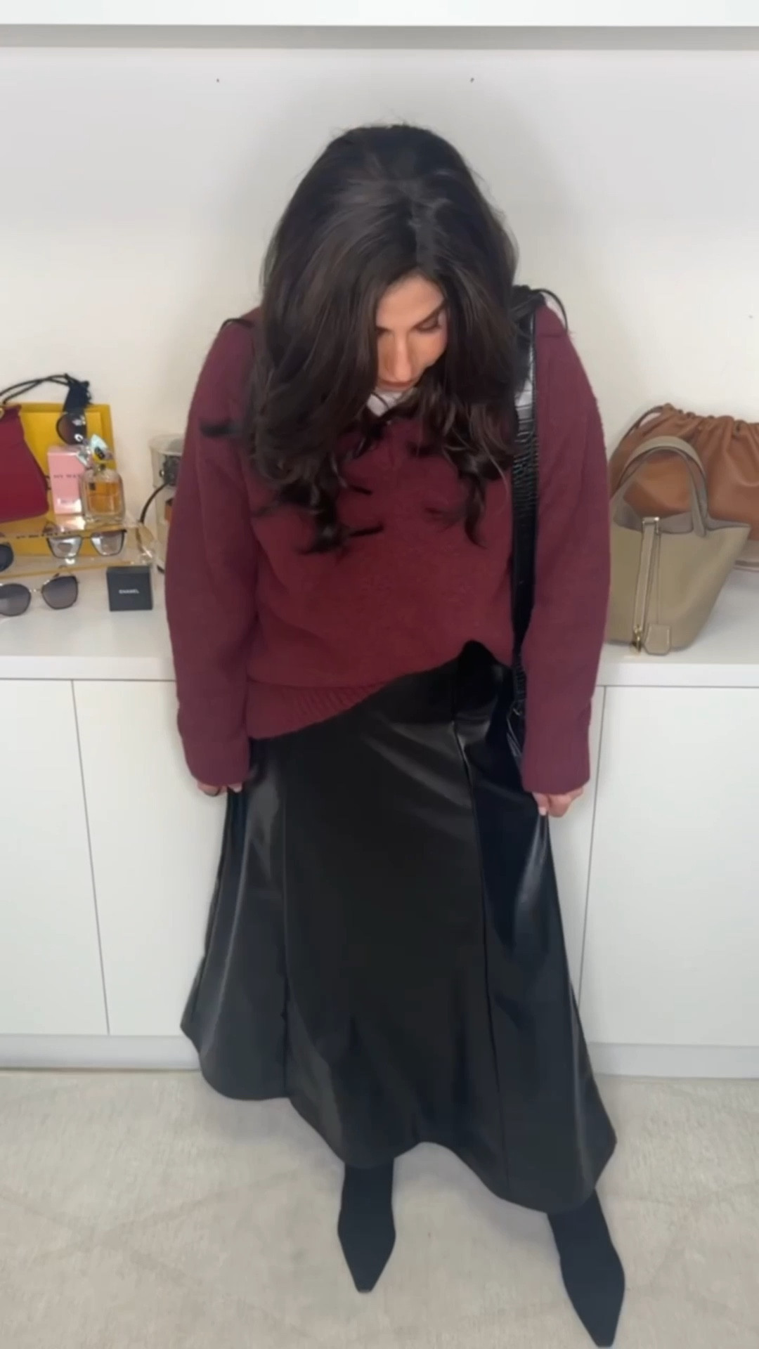 
Style me saturday.
a white tee under a sweater adds dimension, keeps leather wearable, and makes the look feel effortless.
Faux leather skirt size sm, sweater xs , boots TTS , Tee sm #stylemesaturday #leathermidiskirt #coldweatheroutfitinspo

#LTKPetite #LTKootd #LTKgrwm