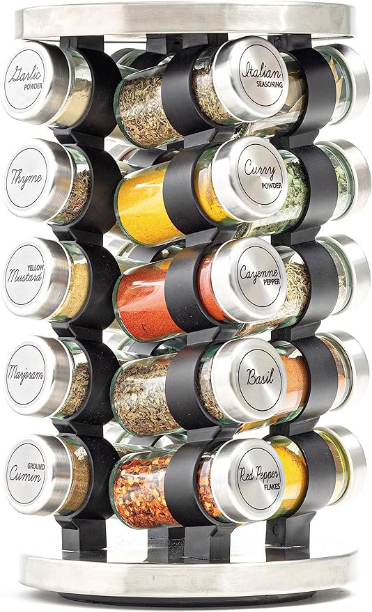 Orii 20 Jar Stainless Steel Rotating Spice Rack | Amazon (US)