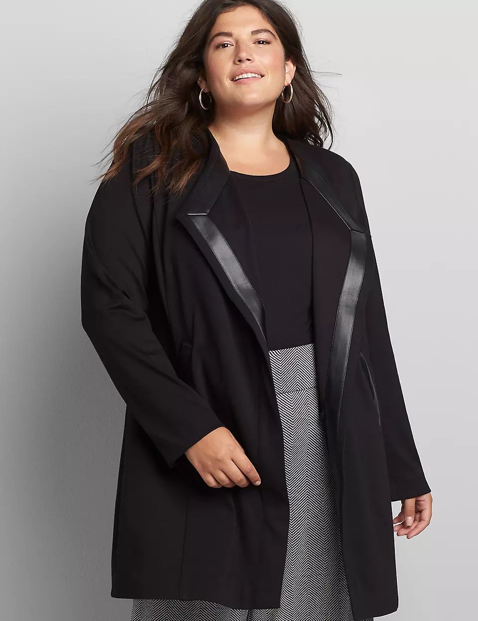 Open-Front Ponte Overpiece - Black | Lane Bryant (US)