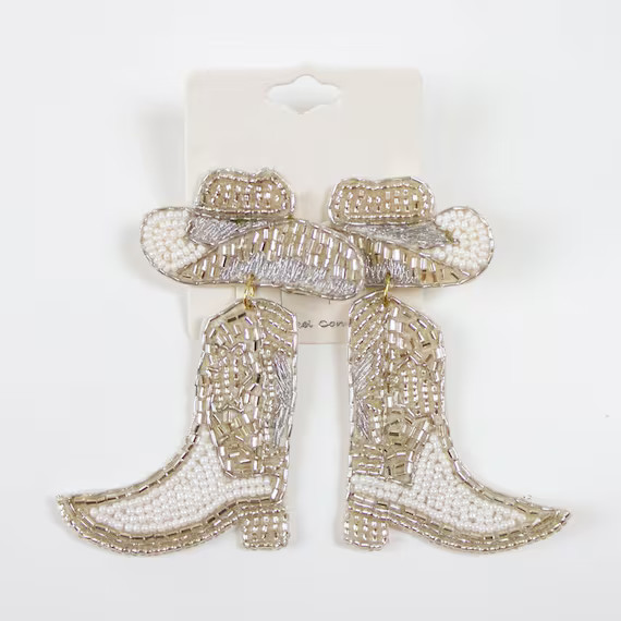 Cowboy Boots Beaded Earrings Cowboy Hat Seed Bead Earrings - Etsy | Etsy (US)