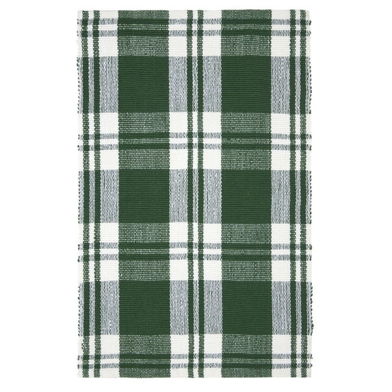 My Texas House Green/White Tartan Plaid Indoor/Outdoor Layering Rug, 24" x 38" | Walmart (US)