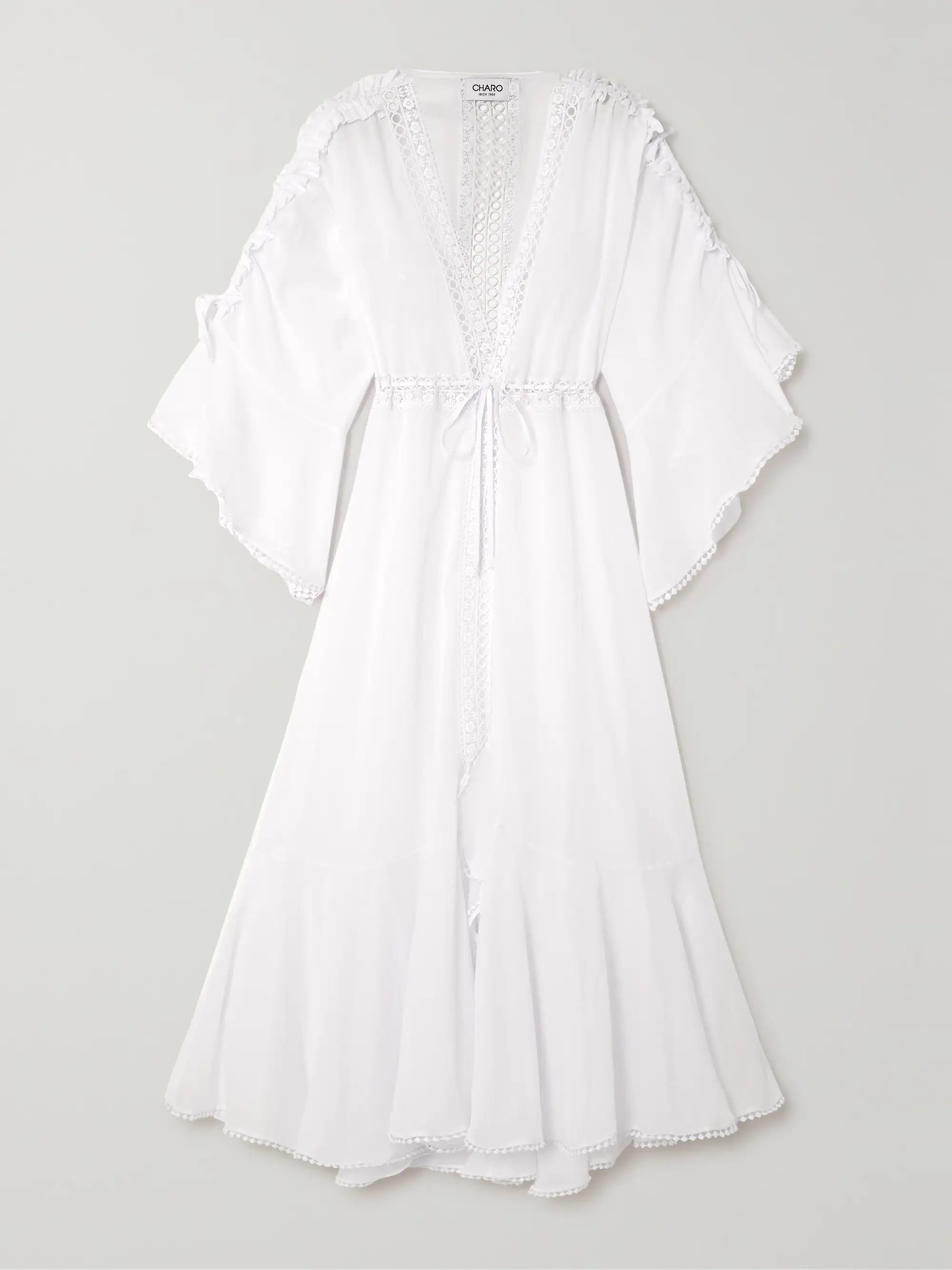 Kathy guipure lace-trimmed cotton-blend voile kaftan | NET-A-PORTER (US)