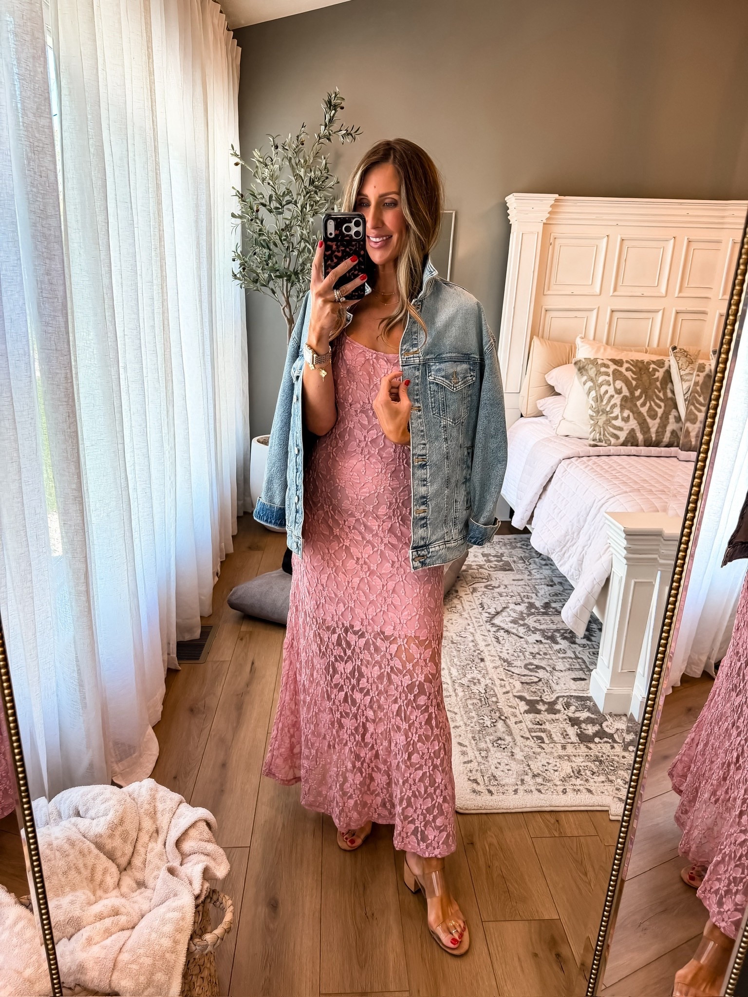This is how you make a dress feel more everyday. The lace midi is so pretty on its own, but throwing on a denim jacket instantly makes it more relaxed and wearable. It is that perfect mix of feminine and casual

lace dress outfit, denim jacket styling, casual chic, spring summer outfit, feminine style, themominstyle 

#LTKootd #LTKSeasonal #LTKMothersDay