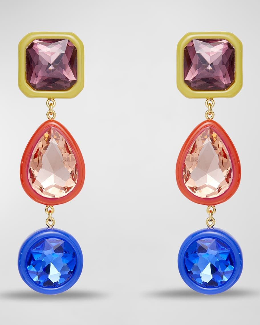 Lele Sadoughi Mixed-Cut Gemstone Linear Earrings | Neiman Marcus