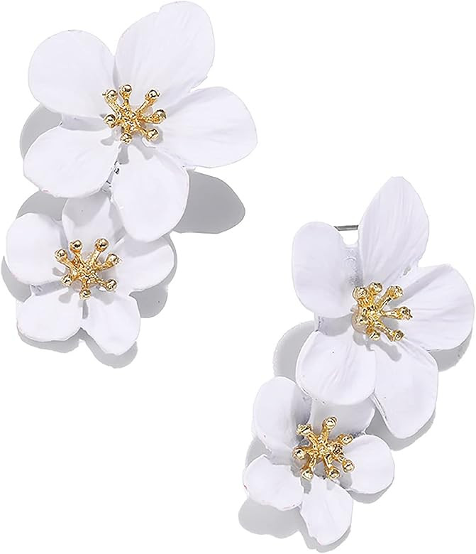 Bohemian Daisy Flower Matte Floral Petal Drop Dangle Earrings Layered Tiered for Women Girls Chic... | Amazon (US)