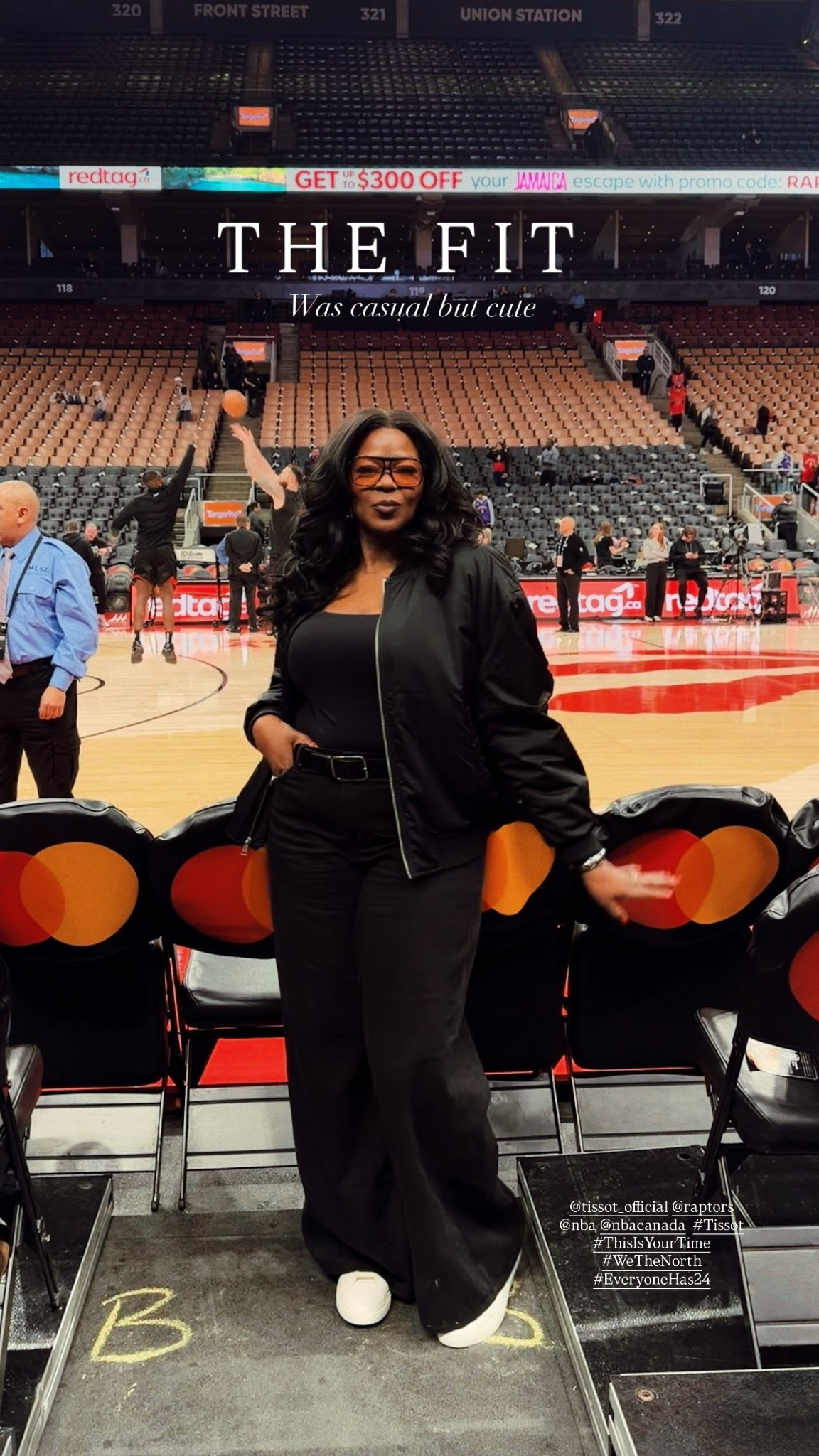 What to wear to a basketball game. T H E  F I T  Was casual but cute  @tissot_official @raptors @nba @nbacanada  #Tissot #ThisIsYourTime # bomber jacket #EveryoneHas24

#LTKootd #LTKPlusSize #LTKSpringSale