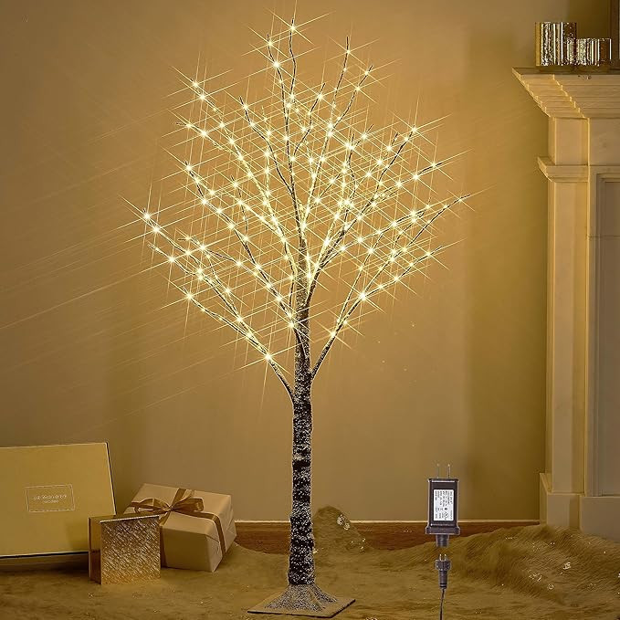 LITBLOOM Lighted Snowy Twig Tree with Fairy Lights 4FT 200 LED Lights, Flocked Tree with Lights f... | Amazon (CA)