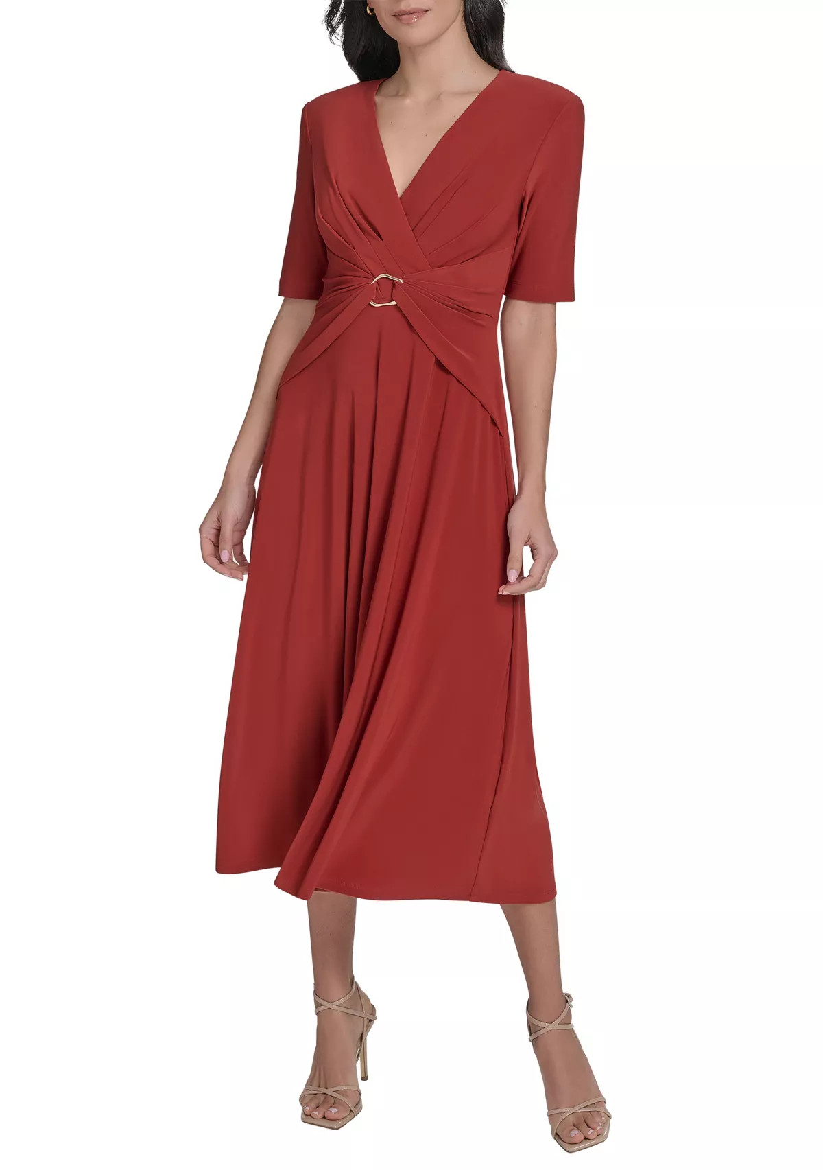 Women's Solid Gathered Waist Dress | Belk