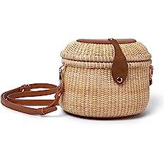 Nantucket Basket Tall Crescent Purse Cane-on-cane weave Rattan Bag for Women Bag Handwoven: Handb... | Amazon (US)