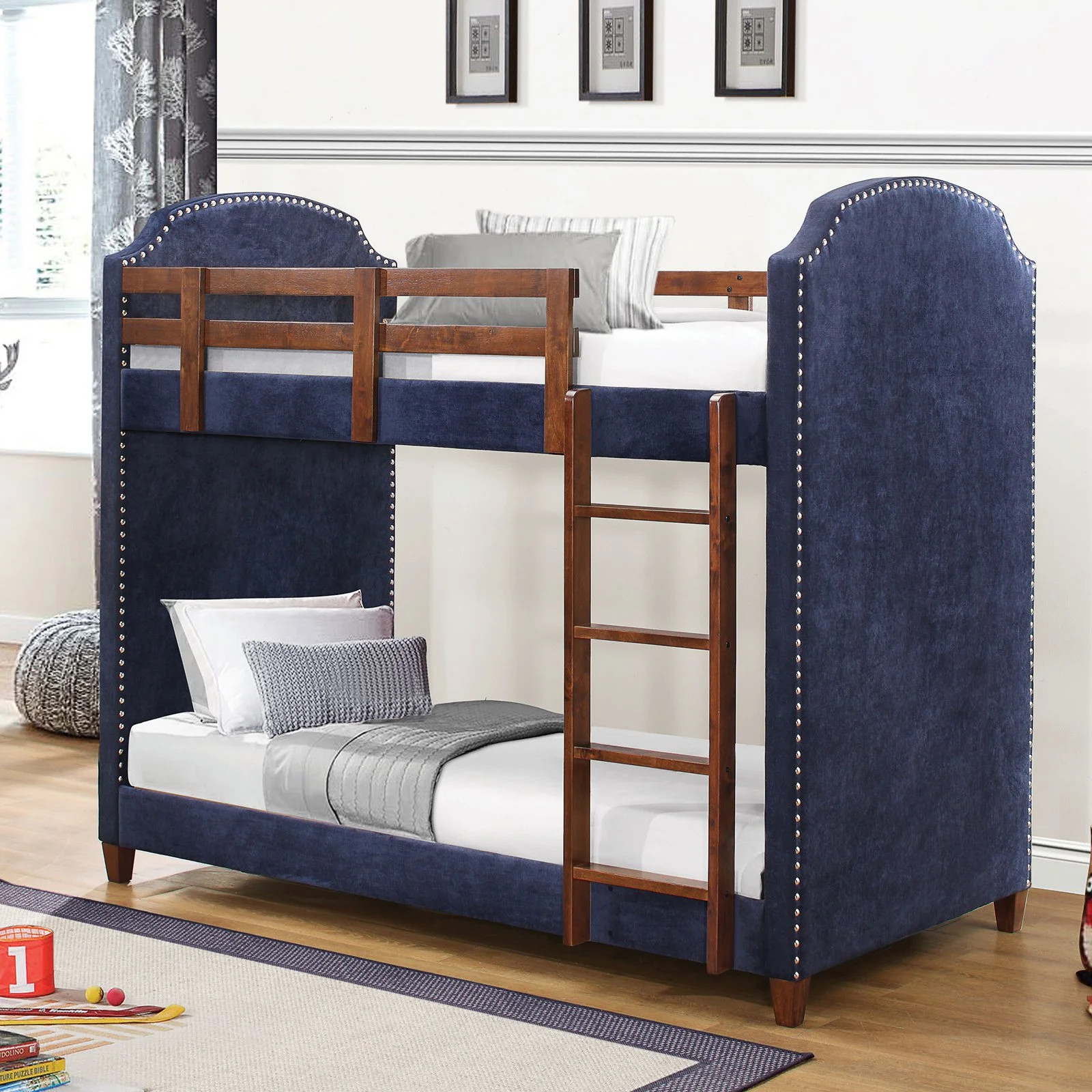 Coaster Furniture Navy Twin over Twin Bunk Bed with Nailhead Trim | Walmart (US)