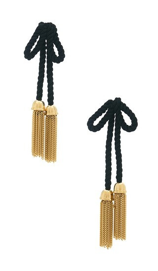 Lele Sadoughi Velvet Bow Tassel Earrings in Black. | Revolve Clothing (Global)