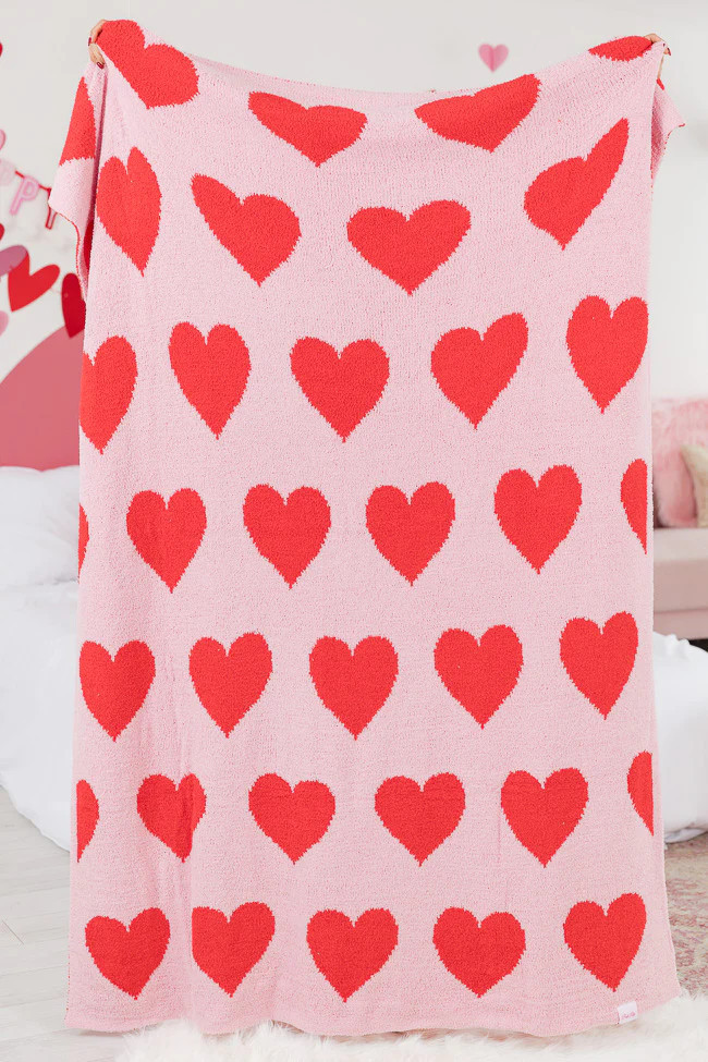 Make Me Believe Pink and Red Heart Blanket | Pink Lily