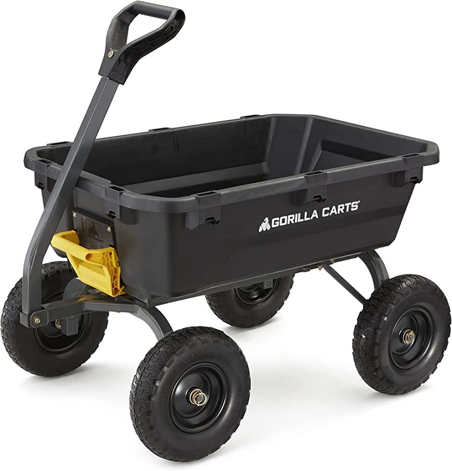 Gorilla Carts 7GCG-NF 7 Cu. Ft. Heavy-Duty Poly Garden Dump Cart with No-Flat Tires, Black (Amazo... | Amazon (US)