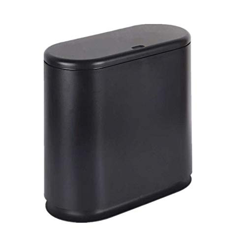 IEEK Plastic Trash Can with Press Top Lid,2.4 Gallon /10 Liter Garbage Can,Black Modern Waste Bas... | Amazon (US)