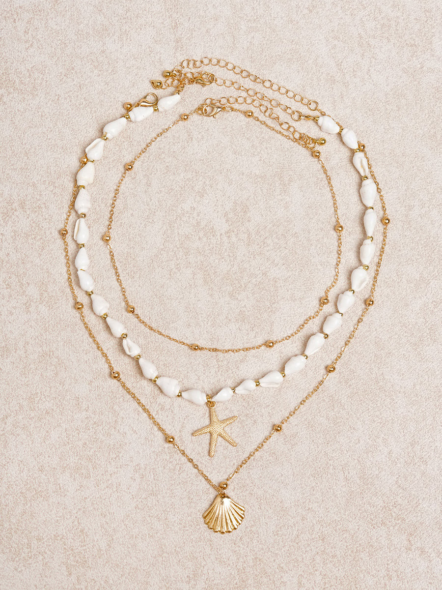 Gold Seashell Layered Necklace & Reviews - Gold - Sustainable Necklaces | BERLOOK | BERLOOK