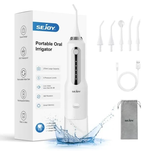 Sejoy Cordless Water Flosser Dental Teeth Cleaner, Professional 270ML Tank USB Rechargeable Denta... | Walmart (US)