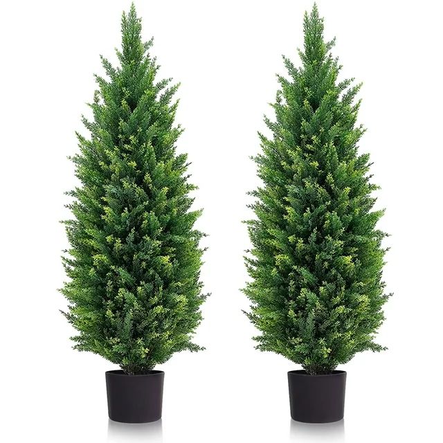 DLD Topiary Trees Artificial Outdoor, 35'' Artificially Trimmed Cedar Trees, UV Protected (Christ... | Walmart (US)