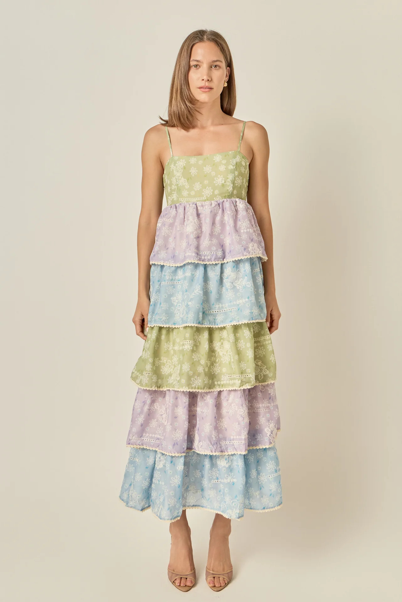 Floral Print Maxi Tiered Dress | English Factory