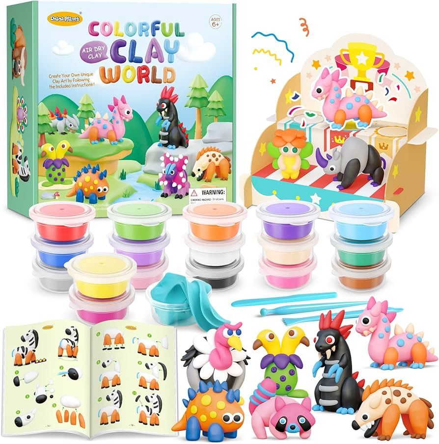 Kids Air Dry Clay Kit - Magic Clay Set with 18 Cans, 26 Project Tutorials & 4 Themed Instructiona... | Amazon (US)