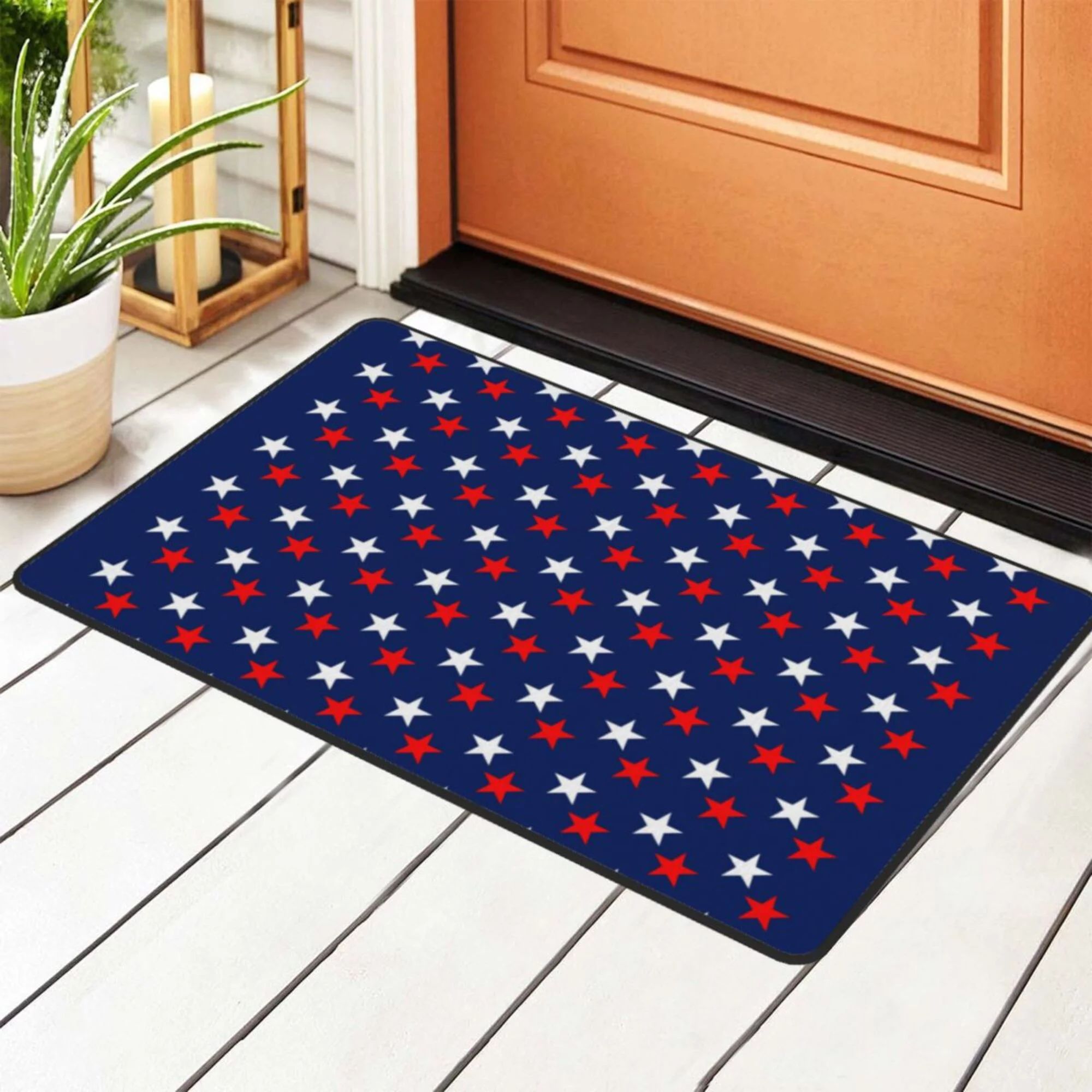 America Patriotic Red White Blue Stars Rugs Doormat, Non-Slip Machine Washable Carpets Floor Door... | Walmart (US)