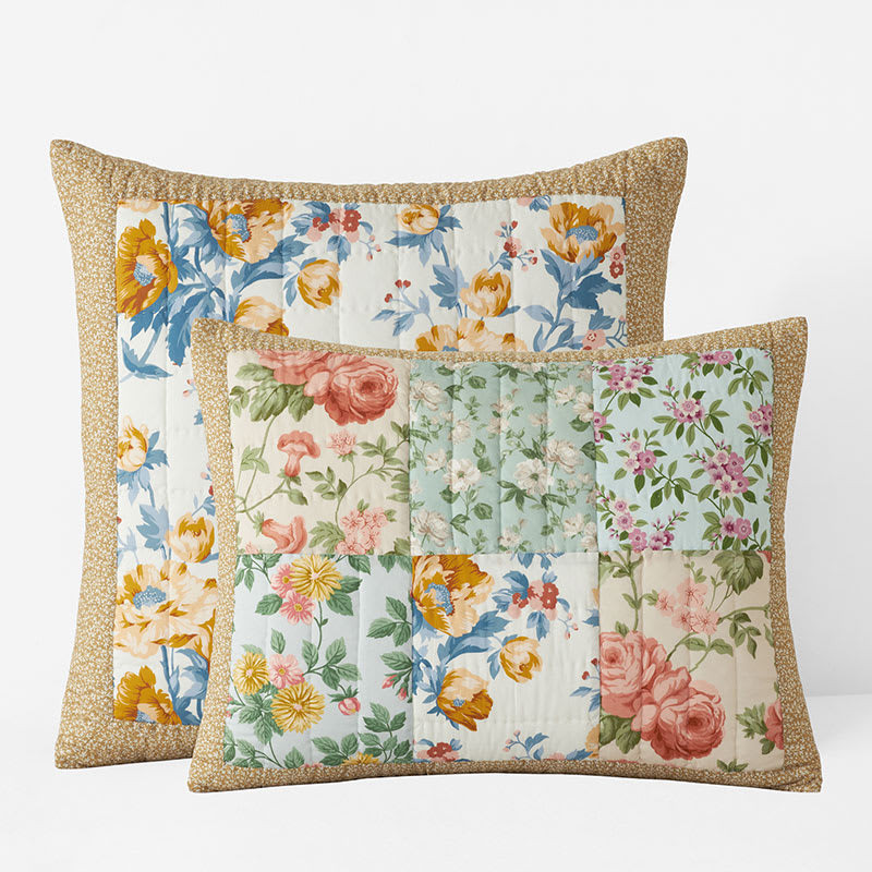 Shoshanna Reversible Patchwork Quilted Sham - Green Multi, Standard | The Company Store