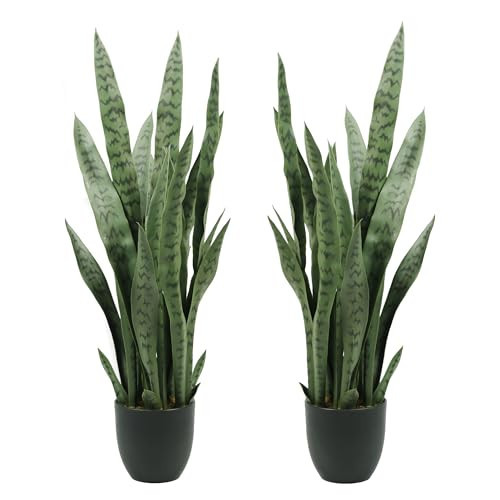 Solution4Patio 2PCS Artificial Sansevieria Trifasciata Prain 3 ft. Arbre Artificiel, Tropical Faux Snake Plant Greenery Realistic for Living Room, Home, Cafe or Office Corner Outdoor Indoor Decor | Amazon (US)