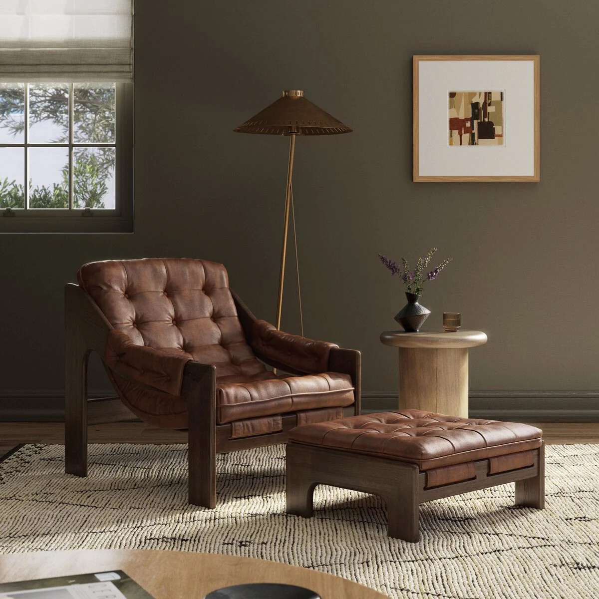 Four Hands Halston Chair & Ottoman in Heirloom Sienna | The Addison West