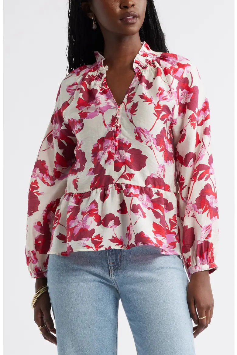 Floral Print Peplum Blouse (Women) | Nordstrom | Nordstrom