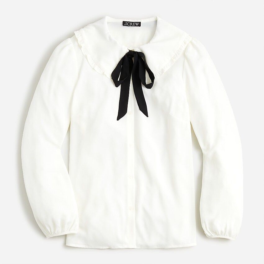 Drapey ruffle-collar button-up shirt | J.Crew US