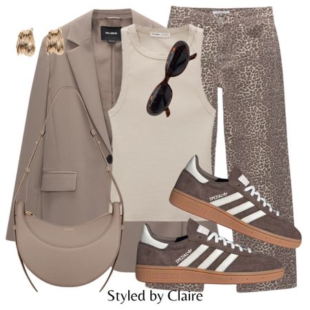 Leopard print jeans by pull & bear🐆
Tags: oversized taupe blazer beige, washed tank top grey, adidas Spezials brown neutral, gold earrings, sunglasses. Fashion spring summer inspo outfit ideas city break casual street style gafas zapatillas animal

#LTKitbag #LTKstyletip #LTKshoecrush