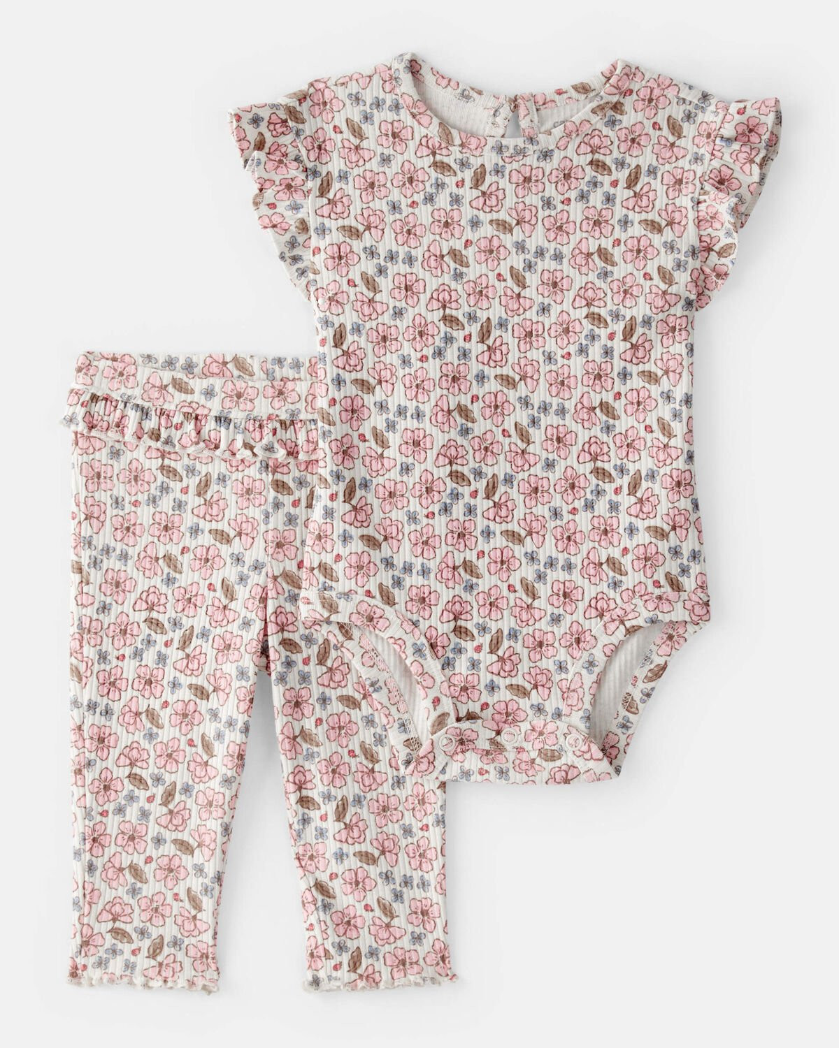 Baby Girl Ruffle Floral Bodysuit & Pant Set | Carter's Inc
