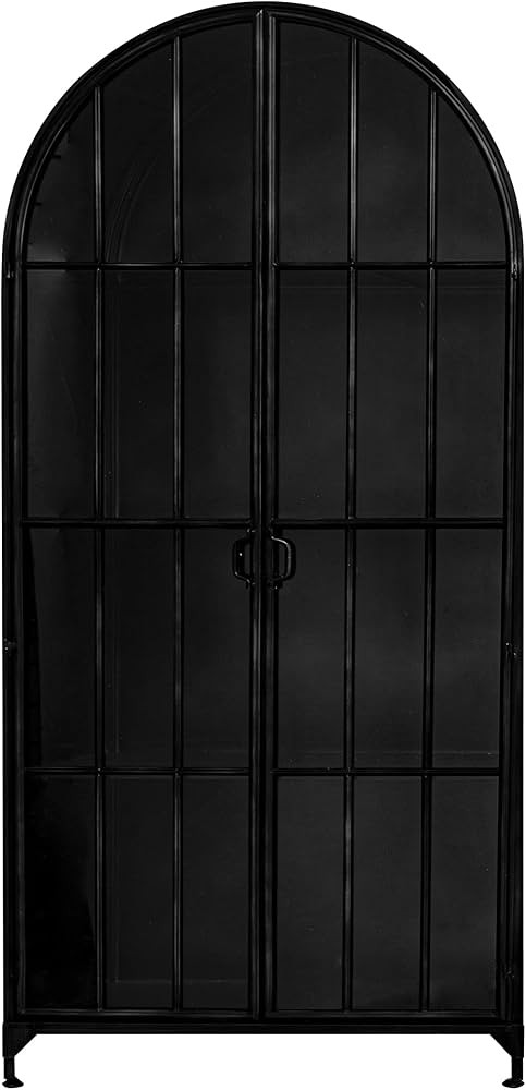 Creative Co-Op Arched Metal 2 Glass Doors and 3 Shelves Cabinet, 36" L x 17" W x 77" H, Black | Amazon (US)