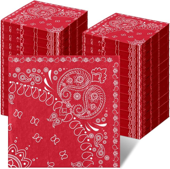 Teling Western Party Bandana Napkins 2 Ply Disposable Paisley Print Paper Napkin Bulk Cowboy Them... | Amazon (US)