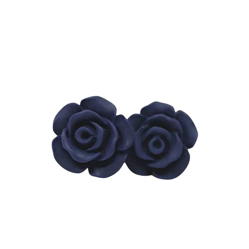Plastic Post Rose Stud Earrings for Metal Sensitive Ears, 13mm (Navy Blue) | Amazon (US)
