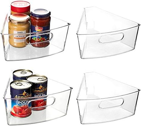 EAMAOTT Lazy Susan Organizer, Set of 4 Clear Transparent 10.4” x 9.5” x 4” Plastic Corner K... | Amazon (US)