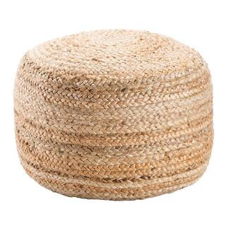 Kofi Solid Beige Cylinder Pouf BRF100120 | The Home Depot