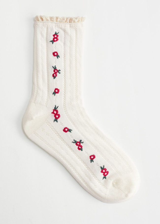 Frilled Floral Embroidery Socks | & Other Stories (EU + UK)