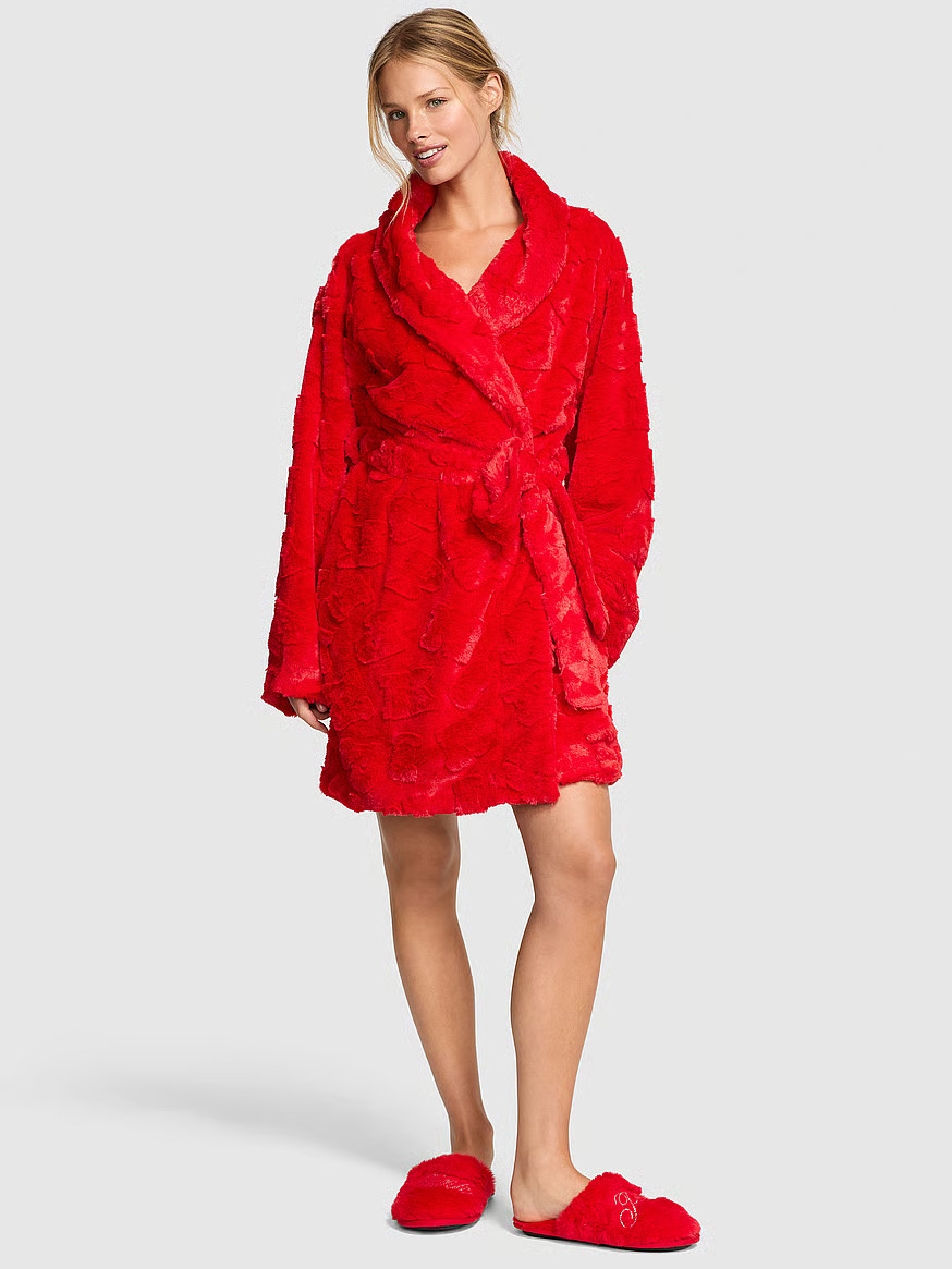 Buy Jacquard Cozy Robe, Bright Vermillion Pink Logo - Order Robes online - PINK US | Victoria's Secret (US / CA )