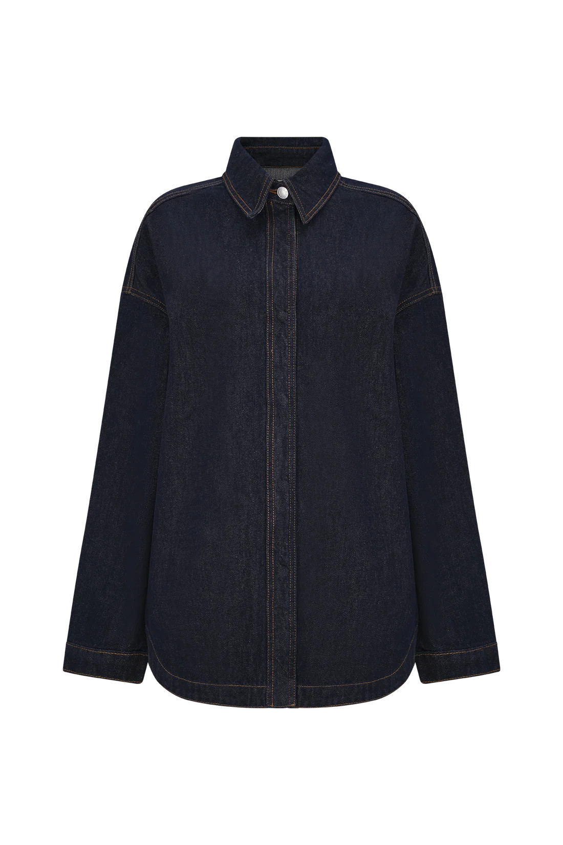 Oversized Denim Shirt - Washed Indigo Blue | MESHKI US